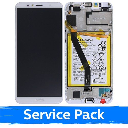 LCD-näyttö yhteensopiva Huawei Y6 2018 valkoinen kehyksellä (Service Pack)