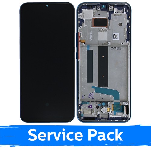 LCD-näyttö yhteensopiva Xiaomi Mi 10 Lite 5G kehyksellä / Aurora Blue / (Service Pack)
