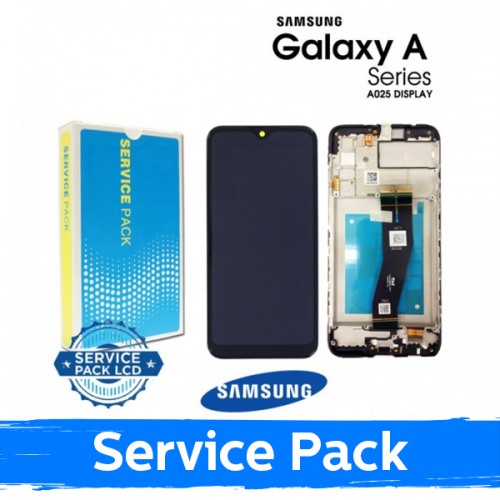 LCD Display Compatible With Samsung A025G A02s EU Black With Frame (Service Pack)