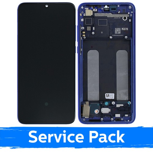 LCD-näyttö yhteensopiva Xiaomi Mi 9 Lite kehyksellä / Aurora Blue / (Service Pack)