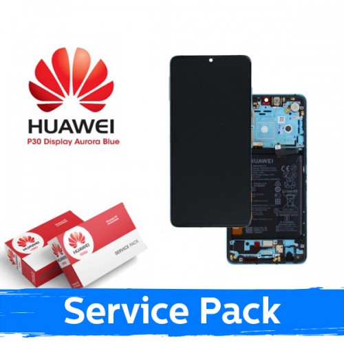 LCD Display Compatible With Huawei P30 With Frame / Aurora / (Service Pack)