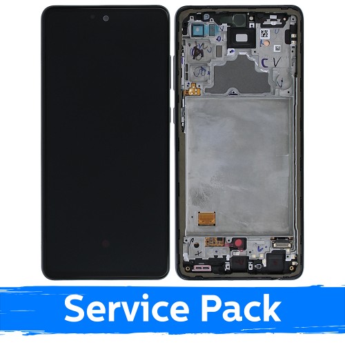 LCD-näyttö yhteensopiva Samsung A725 A72 kehyksellä / Awesome Black / (Service Pack)
