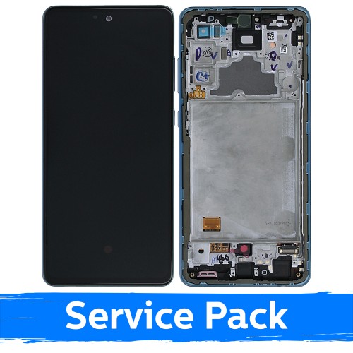 LCD-näyttö yhteensopiva Samsung A725 A72 kehyksellä / Awesome Blue / (Service Pack)