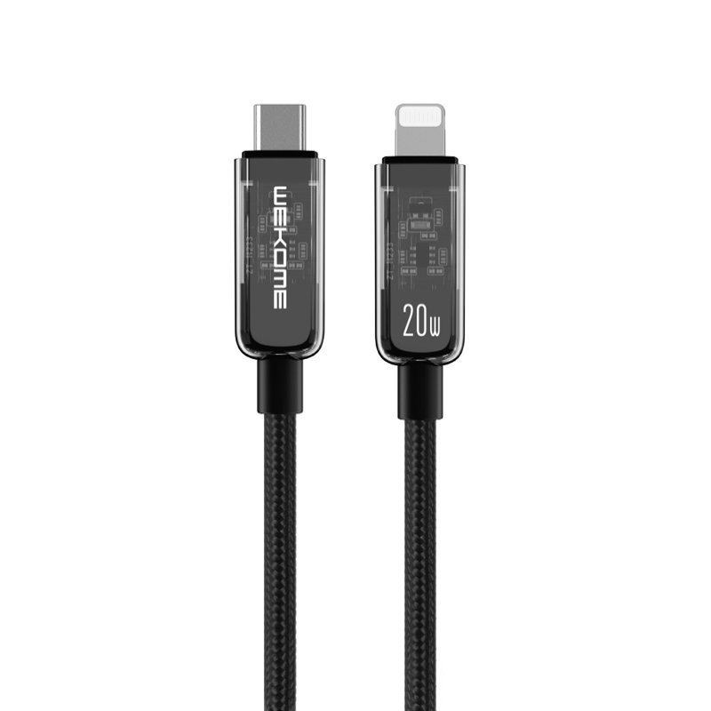 WEKOME WDC-181 Vanguard Series USB-C–Lightning-lataus- ja datakaapeli, 1 m, PD 20 W, musta
