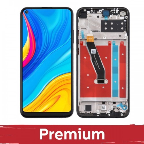 LCD-näyttö, yhteensopiva Huawei P40 Lite E kehyksellä / Midnight Black / OEM