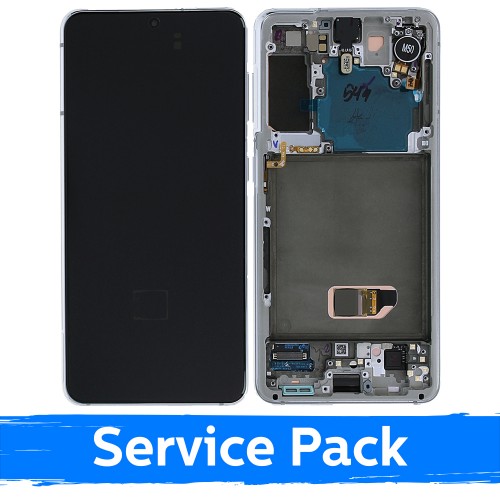 LCD-näyttö, yhteensopiva Samsung G991 S21 kehyksellä / Phantom White / (Service Pack)