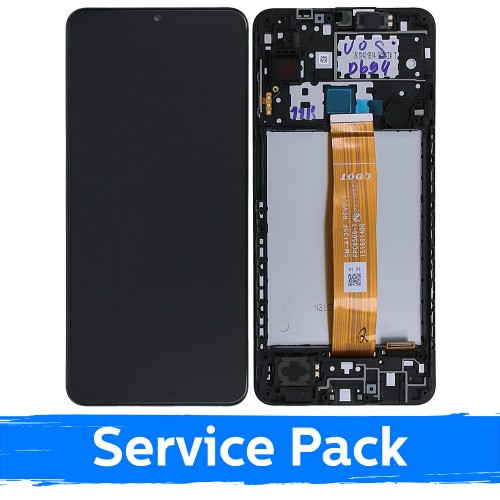 LCD Display Compatible With Samsung A125 A12 Black With Frame (Service Pack)