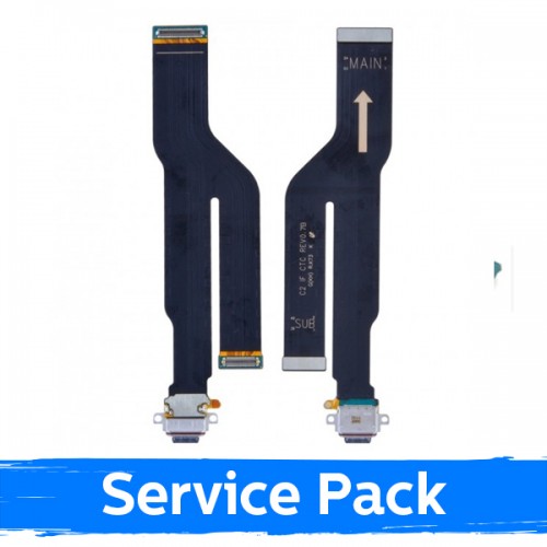Latausportti yhteensopiva Samsung N986 / N985 Note 20 Ultra flex-kaapelilla / hopeinen (Service Pack)