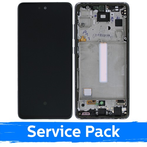 LCD Näyttö Samsung A528 A52s kehyksellä / Awesome Black / (Service Pack)