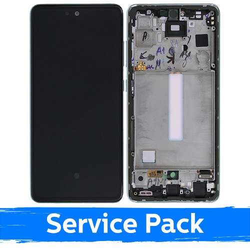 LCD-näyttö yhteensopiva Samsung A528 A52s kanssa kehyksellä / Awesome Mint / (Service Pack)
