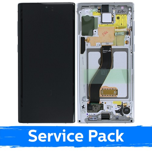 LCD-näyttö yhteensopiva Samsung N970 Note 10 kehyksellä / Aura White / (Service Pack)