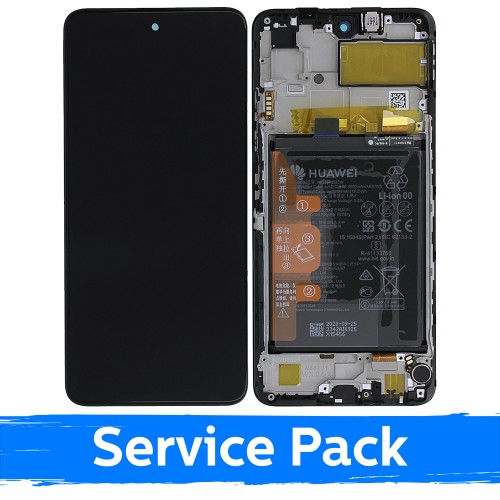 LCD-näyttö yhteensopiva Huawei P Smart 2021 / Honor Y7a / Honor 10X Lite musta kehyksellä (Service Pack)