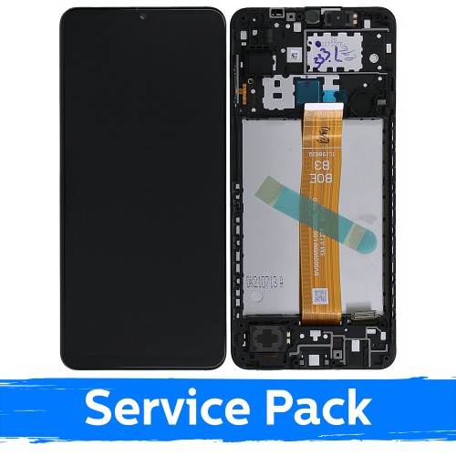 LCD Display Compatible With Samsung A127 A12s (Nacho) Black With Frame (Service Pack)