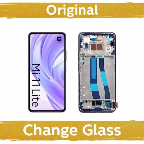 LCD-näyttö yhteensopiva Xiaomi Mi 11 Lite 4G (Lite 5G / Lite 5G NE) kehyksellä / Mint Green / (Uusittu: Kiina)