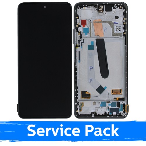 LCD-näyttö yhteensopiva Xiaomi Poco F3 (Mi 11X / Mi 11i) kehyksellä / Night Black / (Service Pack)