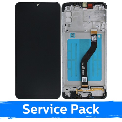 LCD-näyttö yhteensopiva Samsung A207 A20s musta kehyksellä (Service Pack)