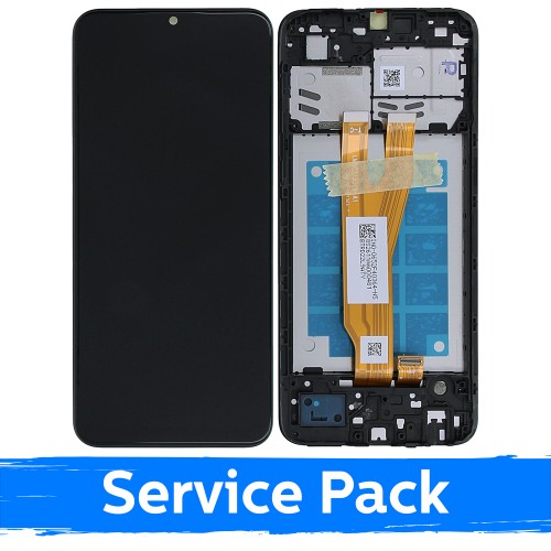 LCD-näyttö yhteensopiva Samsung A032 A03 Core musta kehyksellä (Service Pack)