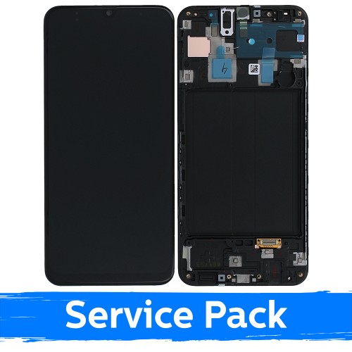 LCD-näyttö yhteensopiva Samsung A305 A30 musta kehyksellä (Service Pack)