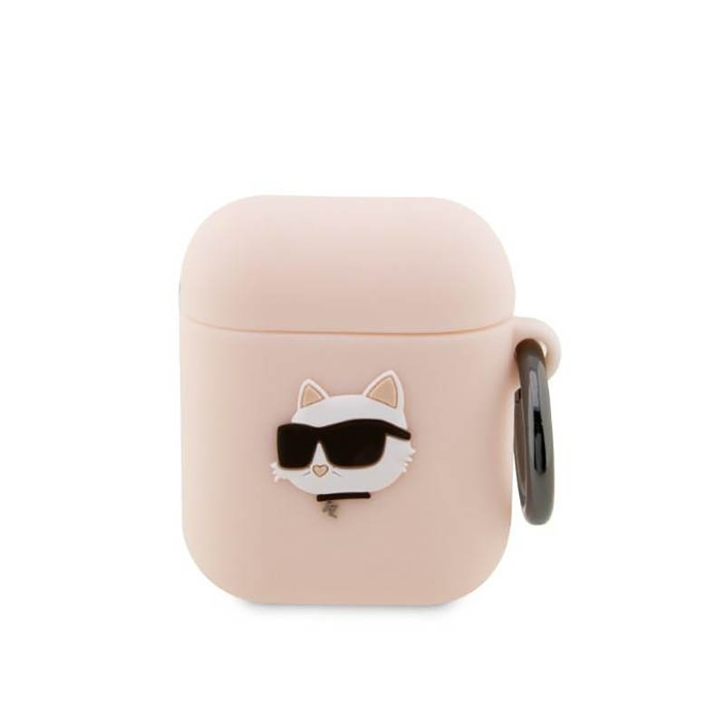 Karl Lagerfeld KLA2RUNCHP Silicone Choupette Head 3D case for AirPods 1 / 2, pink