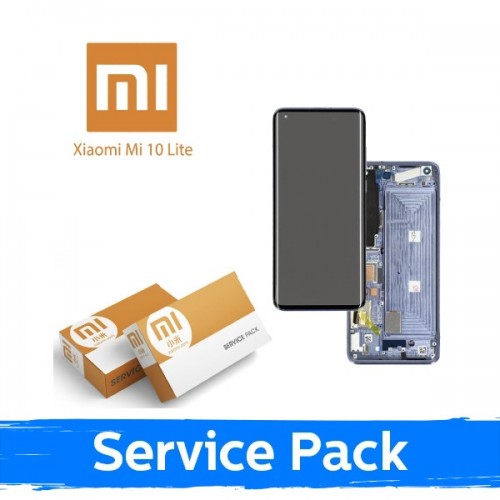 LCD-näyttö yhteensopiva Xiaomi Mi 10 Lite 5G kehyksellä / Cosmic Gray / (Service Pack)