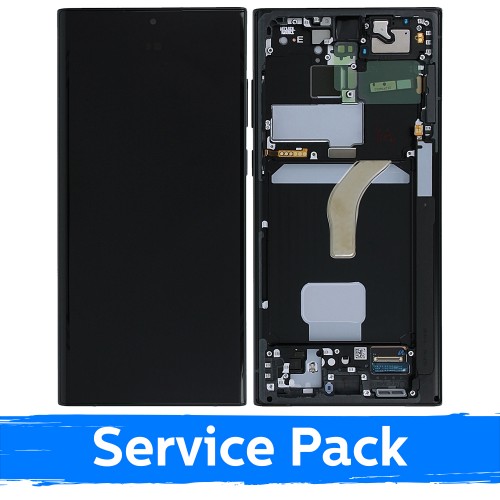 LCD-näyttö yhteensopiva Samsung S908 S22 Ultra kehyksellä / Graphite (Red)(Sky Blue) / (Service Pack)