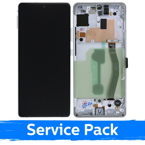 LCD Display Compatible With Samsung G770 S10 Lite With Frame / Prism White / (Service Pack)