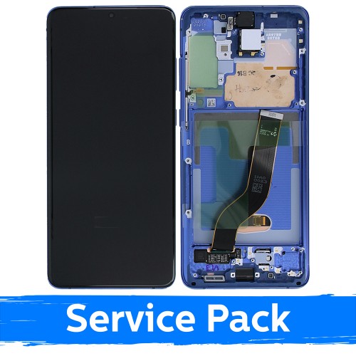 LCD Display Compatible With Samsung G986 (G985) S20 Plus With Frame / Aura Blue / (Service Pack)