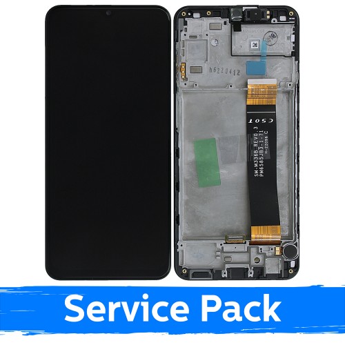 LCD-näyttö yhteensopiva Samsung A235 A23 4G musta kehyksellä (Service Pack)