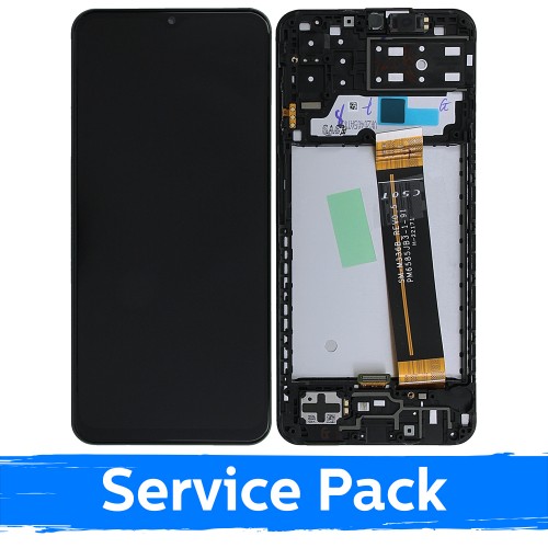 LCD-näyttö yhteensopiva Samsung A137 A13 musta kehyksellä (Service Pack)