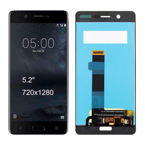 LCD-näyttö yhteensopiva Nokia 5.2 musta HQ