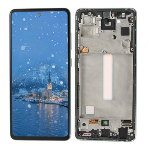 LCD Näyttö Samsung A528 A52s kehyksellä / Awesome Black / HQ