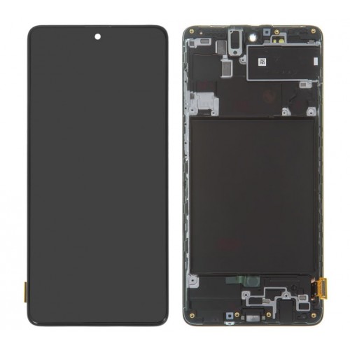 LCD-näyttö yhteensopiva Samsung A715 A71 musta kehyksellä HQ