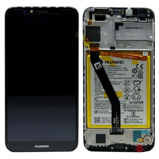 LCD-näyttö Huawei Y6 2018/Y6 Prime 2018 kosketusnäytöllä, kehyksellä ja akulla musta alkuperäinen (service pack)