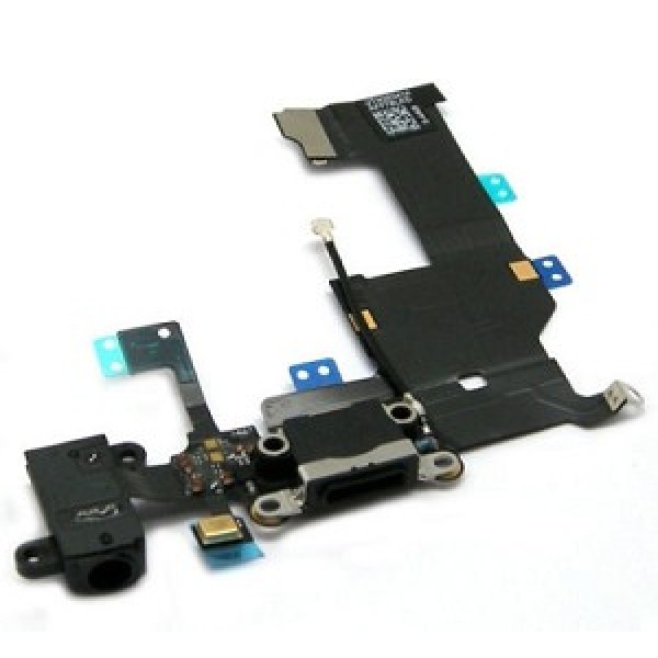 Flex iPhone 5G ääni- ja latausliittimen kaapeli musta ORG
