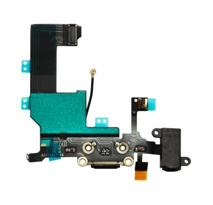 Flex iPhone 5C ääni- ja latausliittimen kaapeli musta ORG