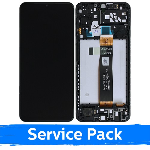 LCD Display Compatible With Samsung A047 A04s Black With Frame (Service Pack)