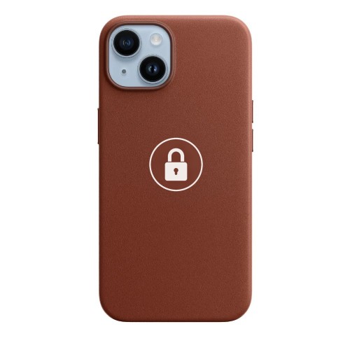 Puhelimen suojakuori Leather Case v2 iPhone 14:lle, Umber, pakkauksessa