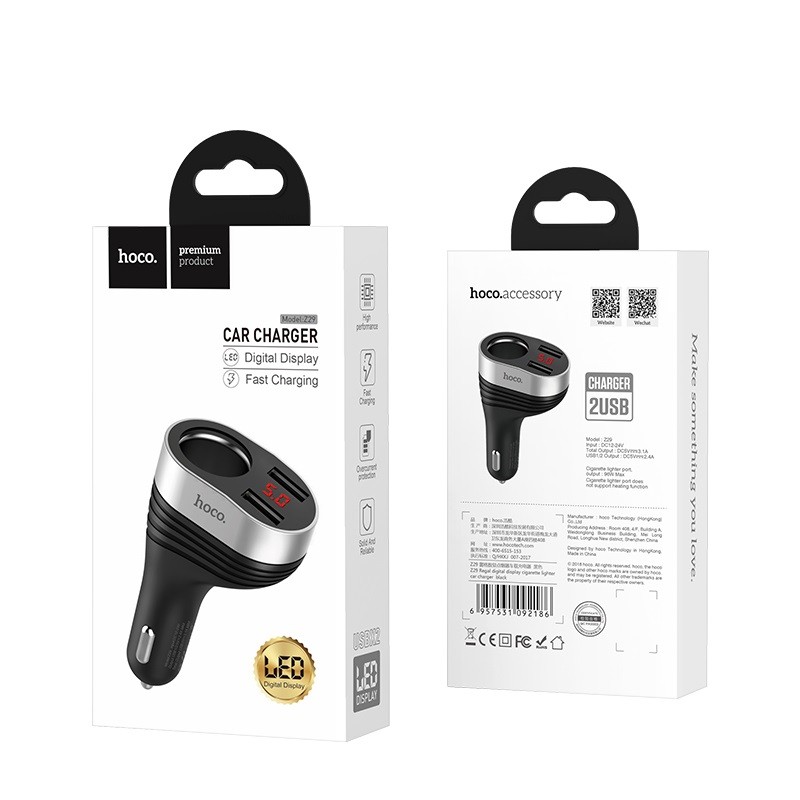 Autolaturi Hoco Z29 Regal Dual USB (5V 2.4A) musta