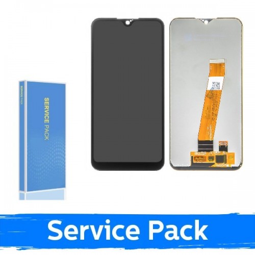 LCD-näyttö yhteensopiva Samsung A015F A01 (2020) musta (Service Pack / Aftermarket)(NF versio)