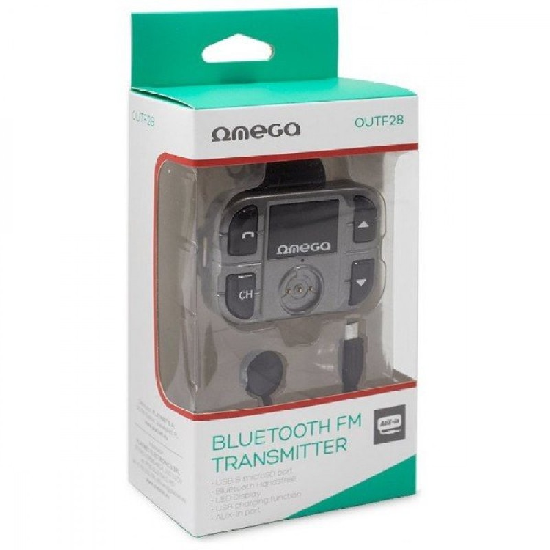 FM-modulaattori Omega OUTF28 (AUX, SD, USB, LCD)
