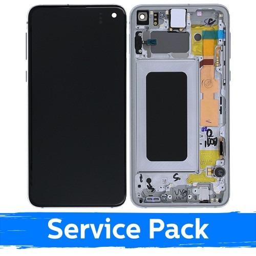 LCD-näyttö yhteensopiva Samsung G970 S10e kehyksellä / Prism White / (Service Pack) +SISÄLTÄÄ AKUN