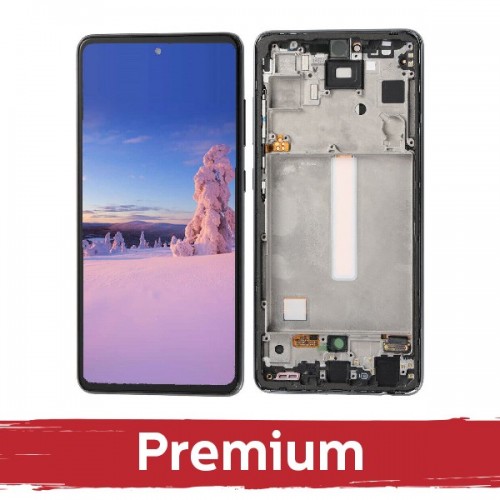 LCD Näyttö yhteensopiva Samsung A528 A52s kehyksellä / Awesome Black / OEM