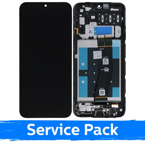 LCD Display Compatible With Samsung A145 A14 4G (A145P/A145R) Black With Frame (Service Pack)