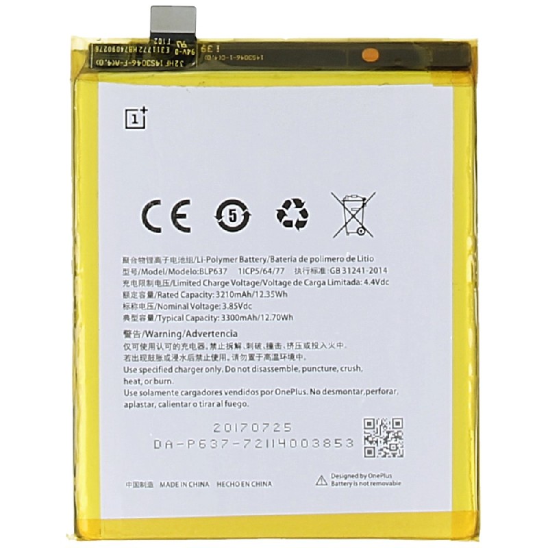 Alkuperäinen akku OnePlus 5T BLP637 3300mAh