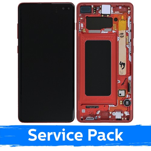 LCD-näyttö yhteensopiva Samsung G975 S10 Plus kehyksellä / Cardinal Red / (Service Pack)