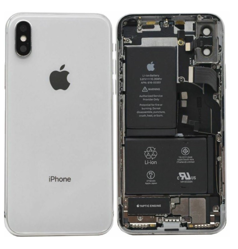 Akun kansi iPhone X hopeinen täysi flex-kaapelilla alkuperäinen (käytetty Grade B)