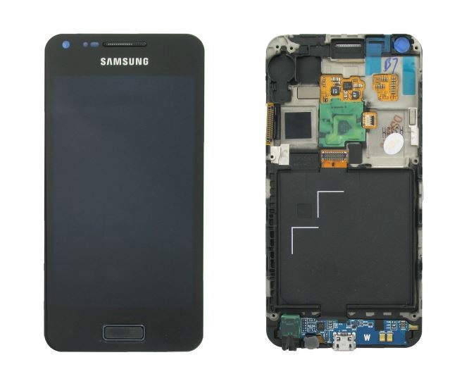 LCD-näyttö Samsung i9070 Galaxy S Advance kosketusnäytöllä ja kehyksellä musta alkuperäinen (huoltopaketti)