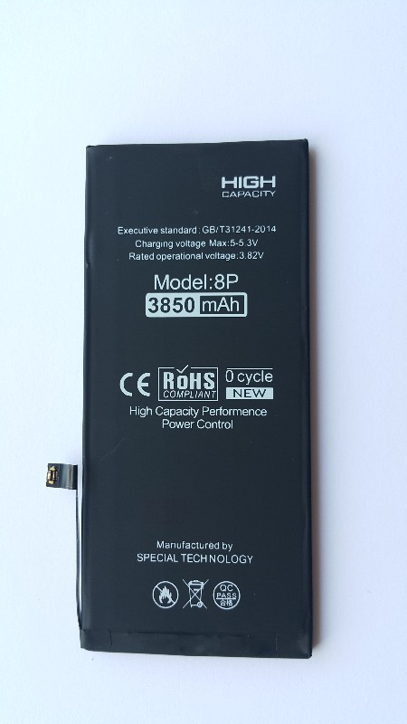 Akku Di-Power (suurempi kapasiteetti) iPhone 8 Plus:lle 3850mAh