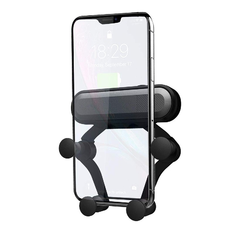 Universal car phone holder Omega (4.7 - 6.5 inches) for using on ventilation grille, black