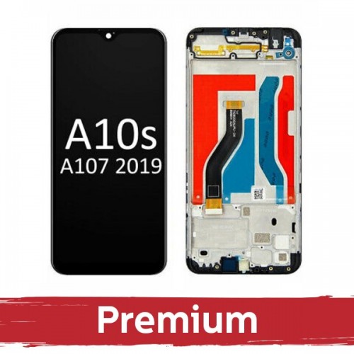 LCD-näyttö yhteensopiva Samsung A107 A10s musta kehyksellä OEM